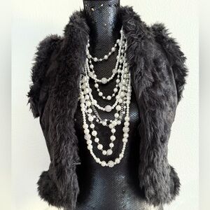 Last Kiss Black & Gray Faux Suede and Faux Fur Lined Vest Jacket Size Small